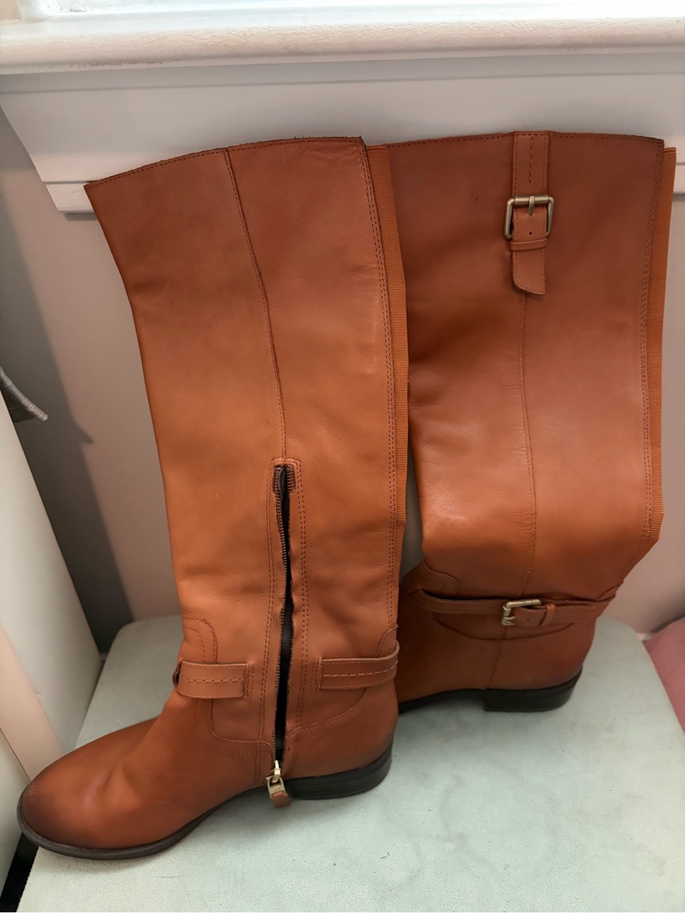 Sam Edelman Cognac Leather Over-the-Knee Riding Boots